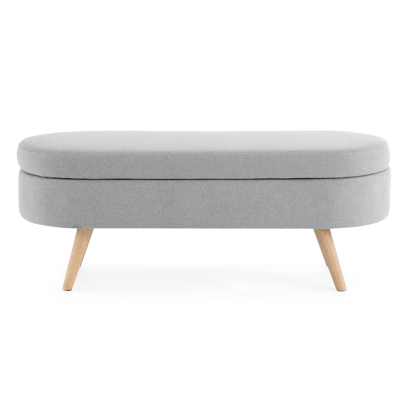 Ottoman Oval Storage Bench with Rubber Wood Legs - 43.5L x 16W x 16H