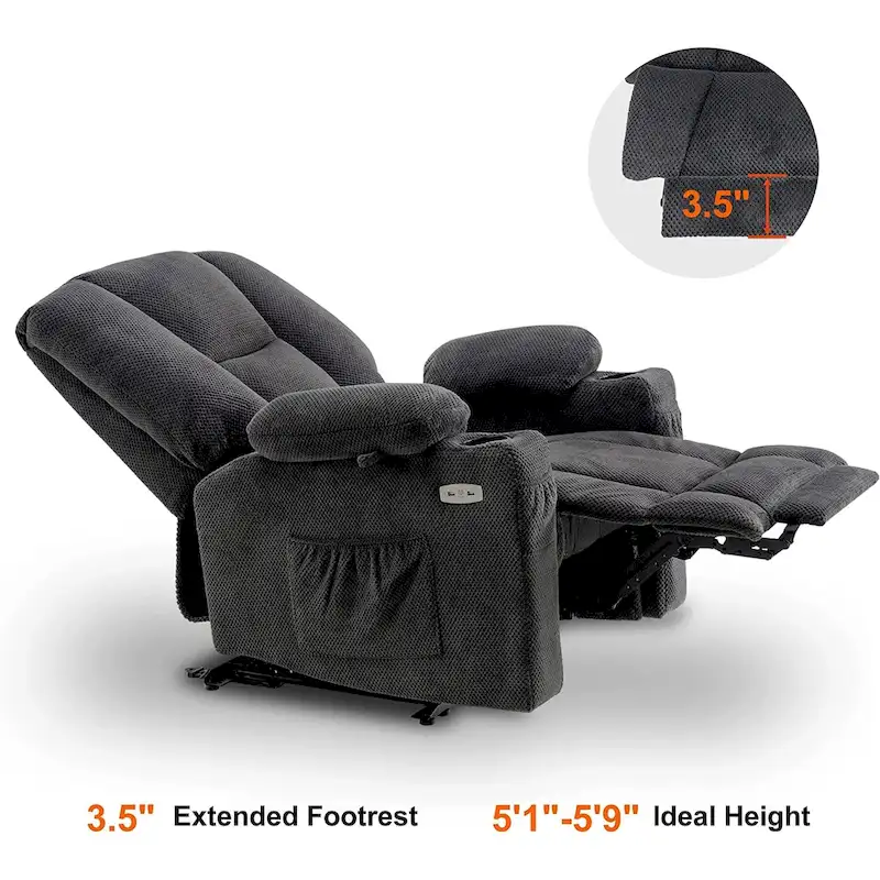 MCombo Electric PowerRecliner Chair with Massage & Heat, Plush Fabric 8015