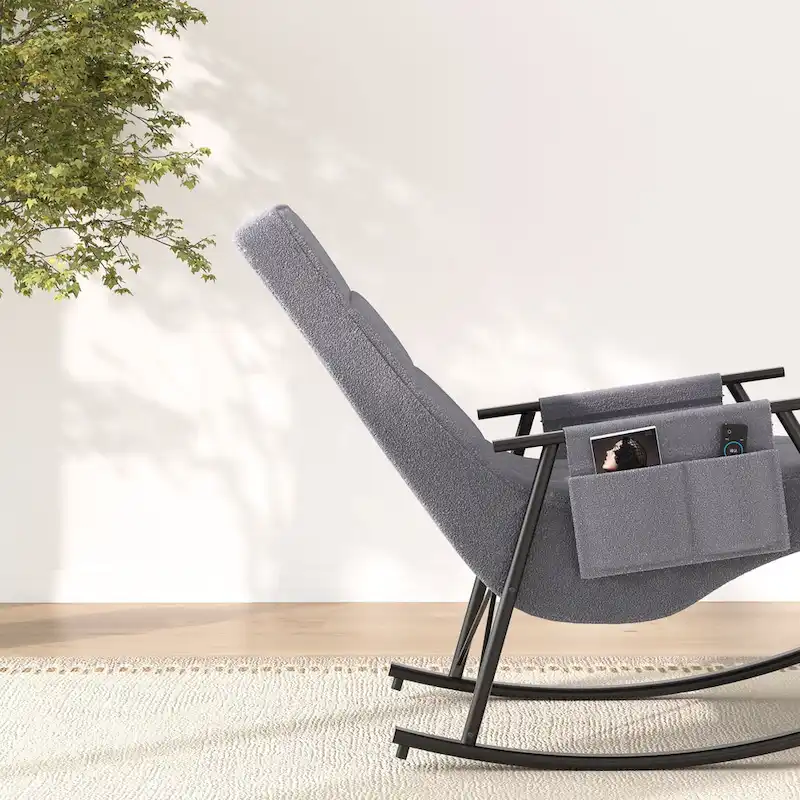 Adjustable Rocking Chair, Nursery Glider Chair with Adjustable High Back and Foot Rest