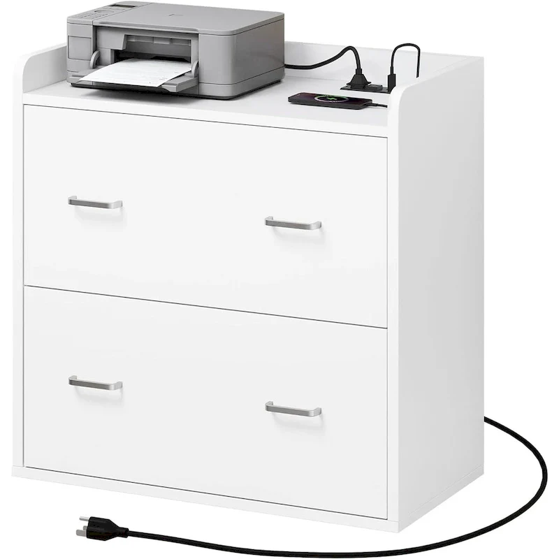 2-Drawer Lateral File Cabinet with Lock, 31.5"W x 31.1"H, Metal Frame, Home Office