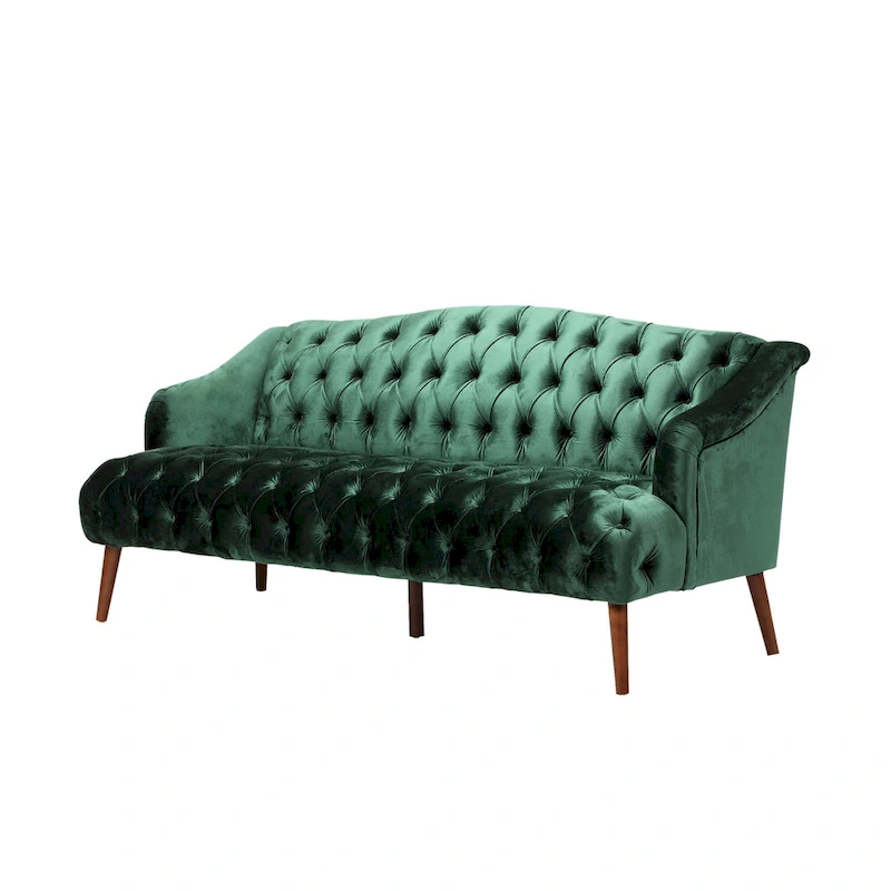 Modern 73.25 Button Tufted 3-Seater Sofa with Birch Legs