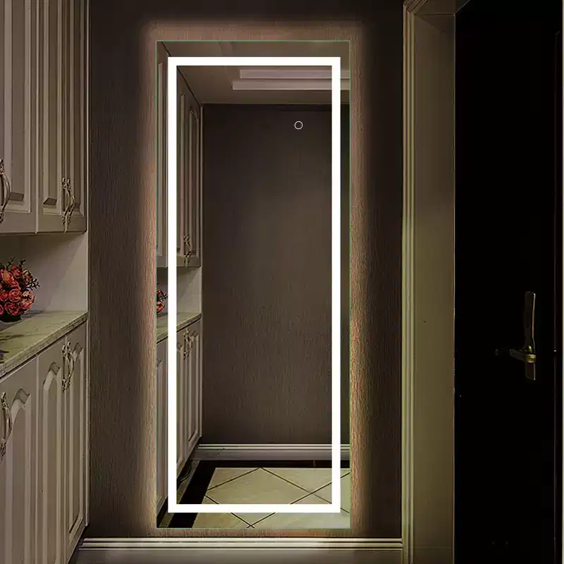 Silver Full-Length LED Mirror, Rectangular, 1-Person, 16