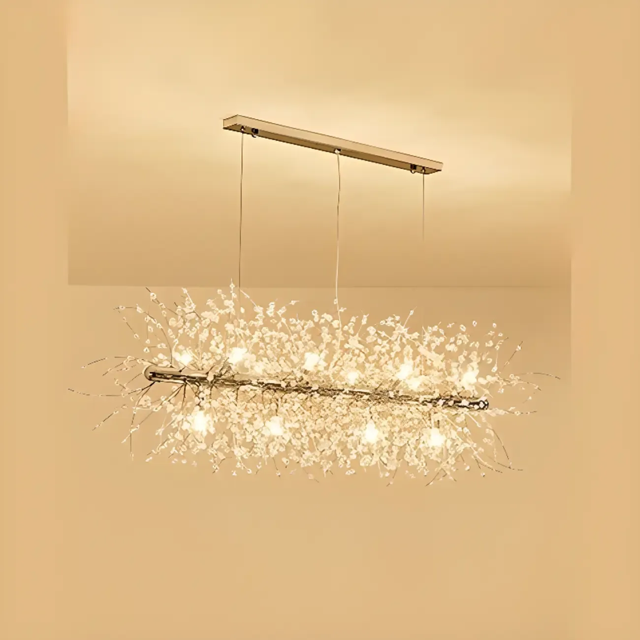 Golden Geometric Crystal Island Light Adjustable Hanging Length