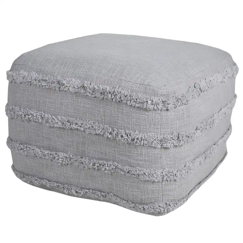 Sevita Solid Textured Stripe Pouf Ottoman
