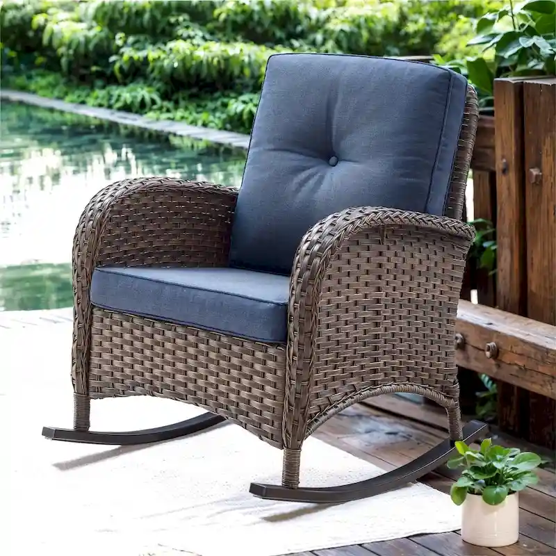 Outdoor Rocking Chair for Outside Patio Porch - Brown