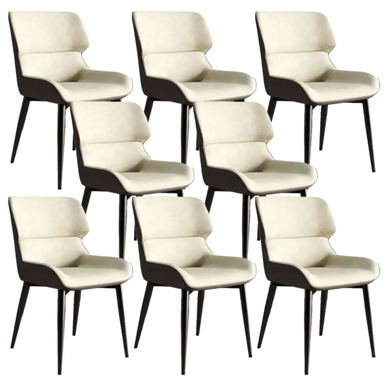 Leather Low Solid Back Armless Dining Side Chair
