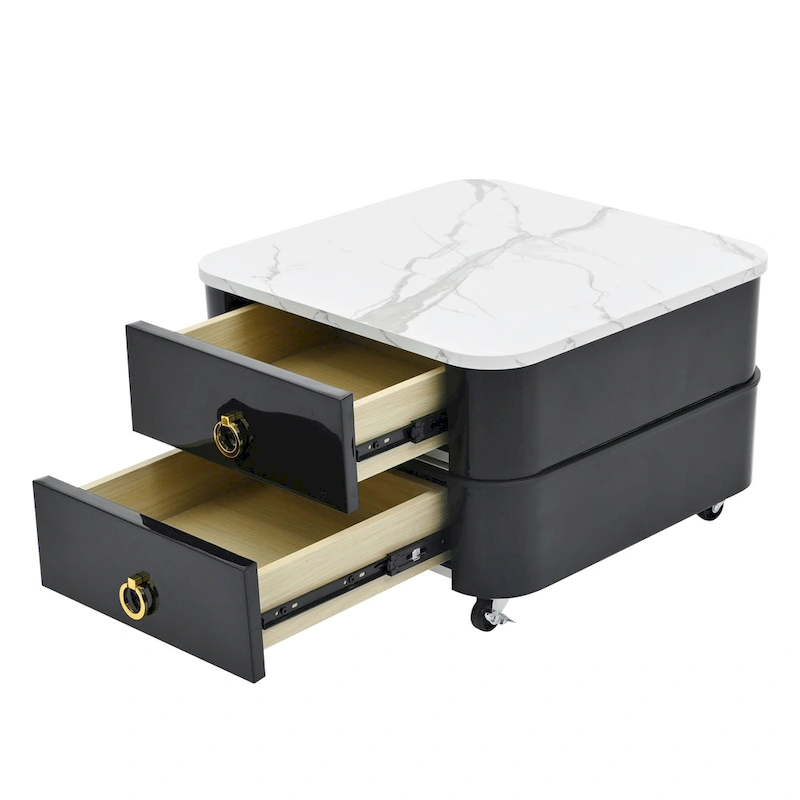 Harper&Bright Designs 2-in-1 Square Nesting Coffee Table with Wheels