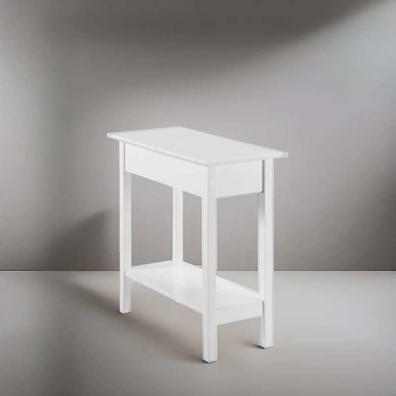 Narrow Flip-Top End Table with Drawer & Shelf, Gray/Black/Espresso/Cream/White/Cherry