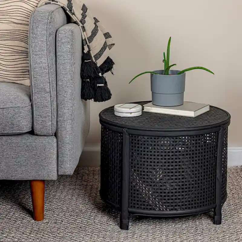 Bamboo and Rattan Accent Table
