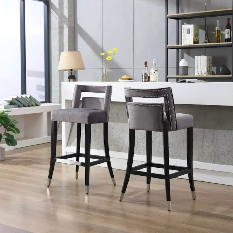 Suede Velvet Barstool with nailheads Dining Room Chair