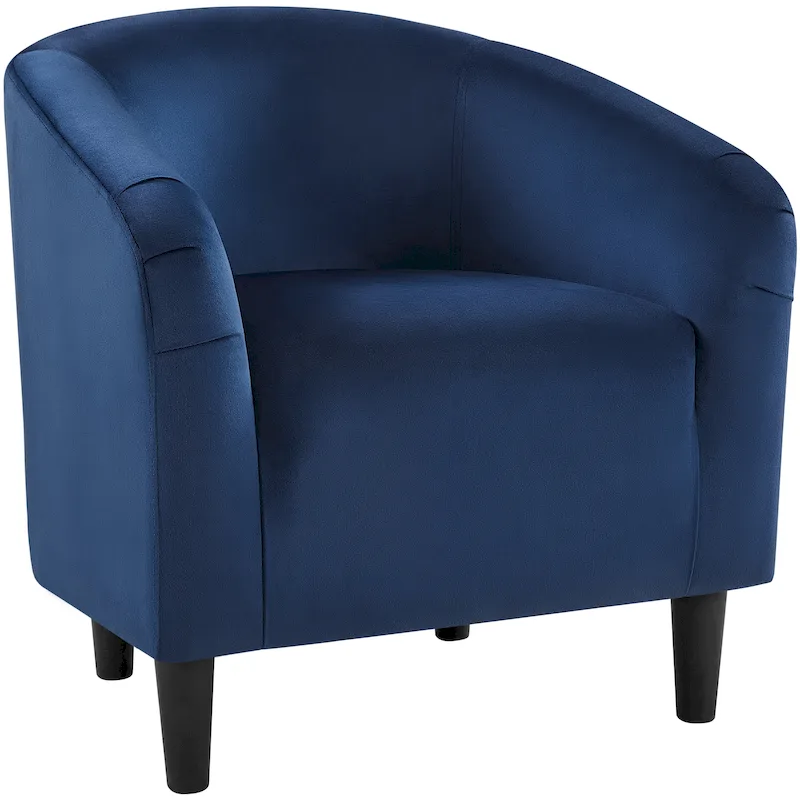 Barrel Club Accent Chair, Velvet, 300 lbs, 27.8"W x 25.6"D x 28.5"H, 7 Colors, 5-Min Assembly