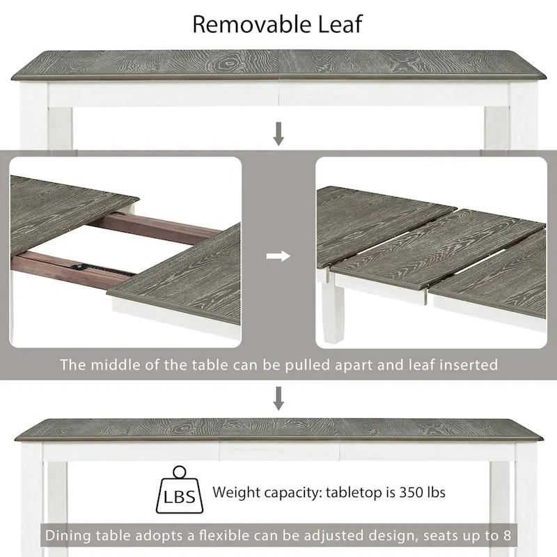 7-Piece Dining Table Set with Extendable Table and 6 Upholstered Chairs