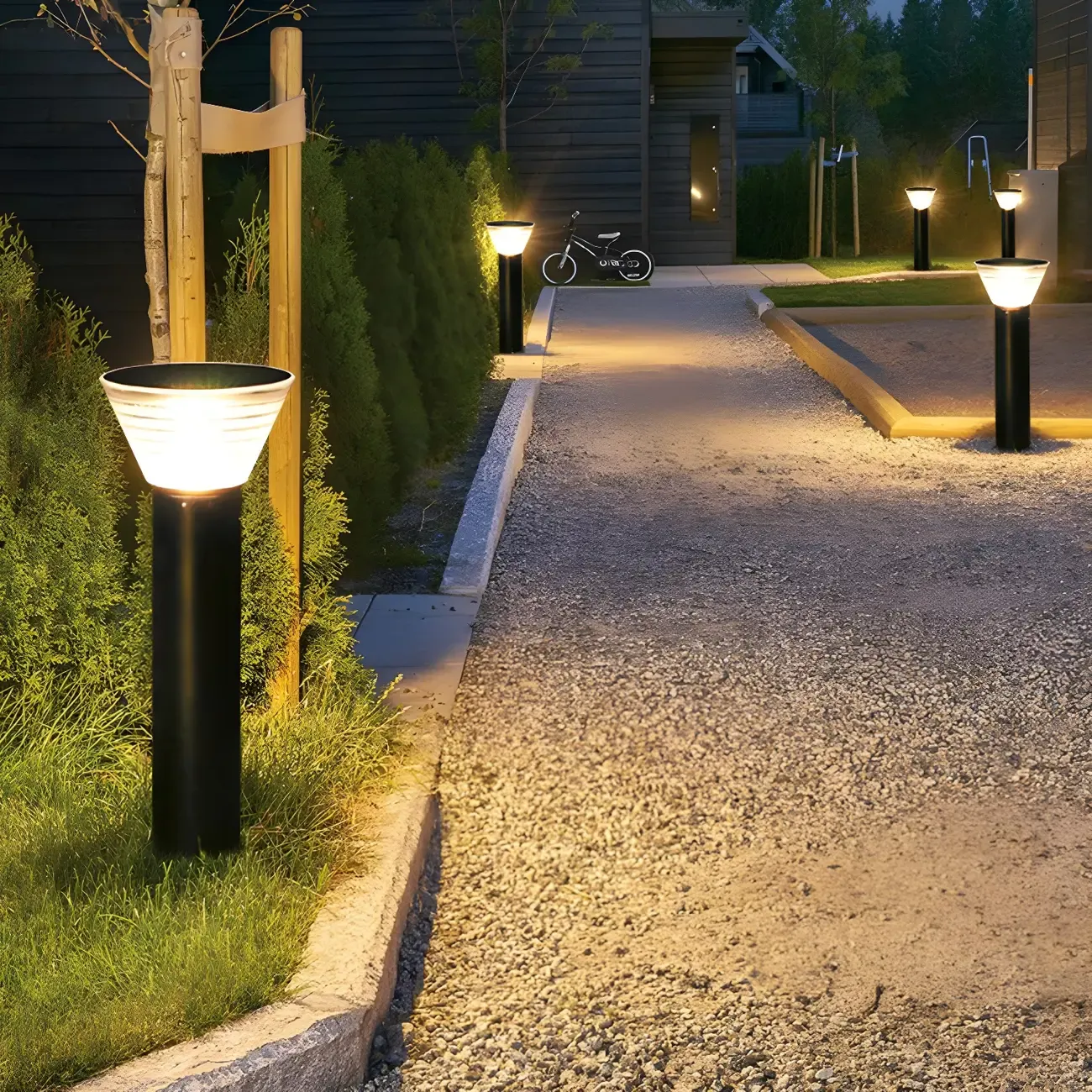 Modern Solar Pillar Conical Metal Landscape Lighting