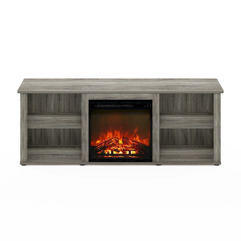 Furinno Classic 60 Inch TV Stand with Fireplace