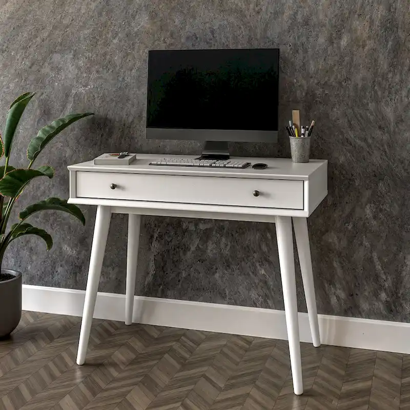 Mid-Century Solid Wood Desk with Drawer