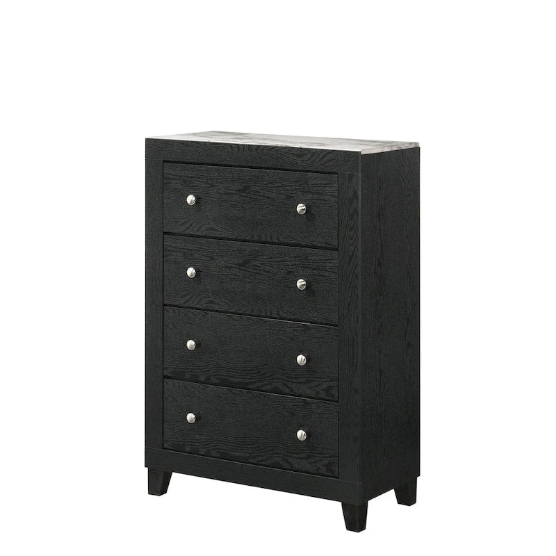 Gaylene 5 Piece Black LED Bookcase Panel Bedroom Set