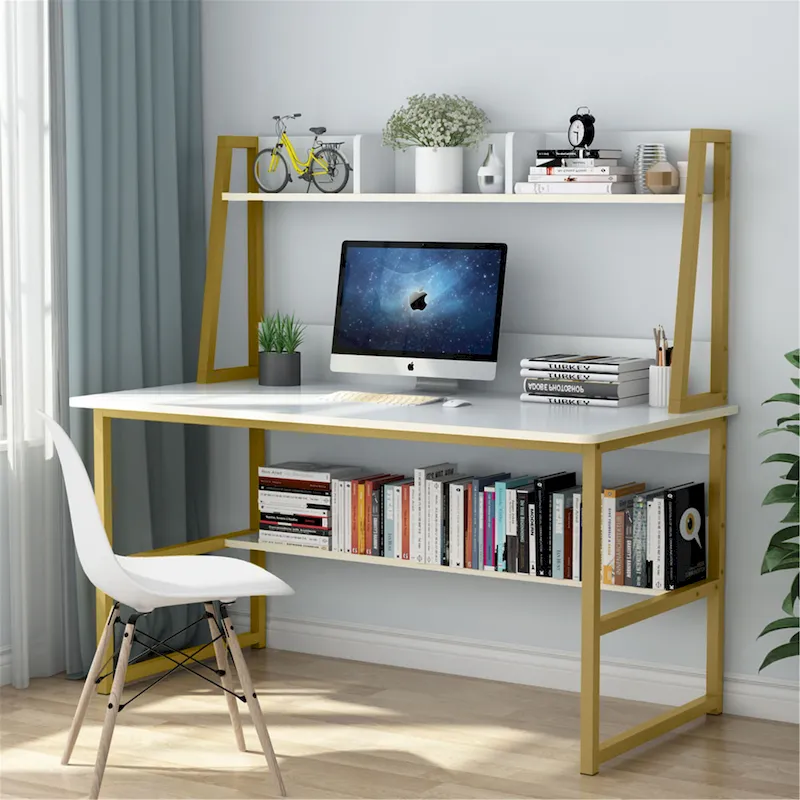 47 Inches Computer Desk with Hutch and Bookshelf