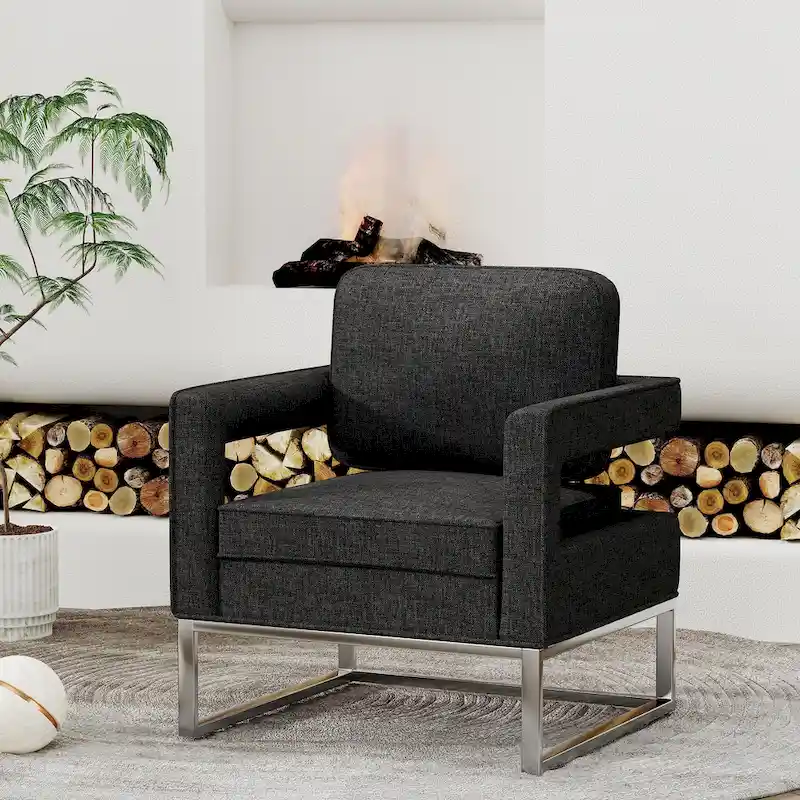 Modern Arm Accent Chair, Mid Century Living Room Chair Upholstered Lounge Chair