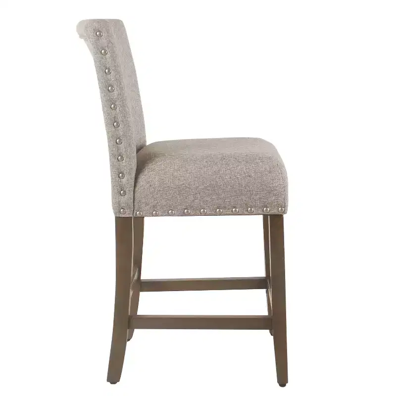24 Upholstered Counter Height Barstool with Nailheads - HomePop