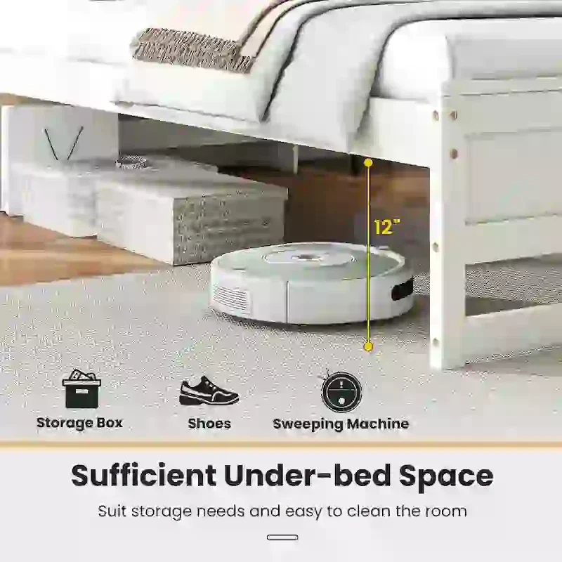 Single Wooden Bed Frame (with Charging Station and LED Lights)