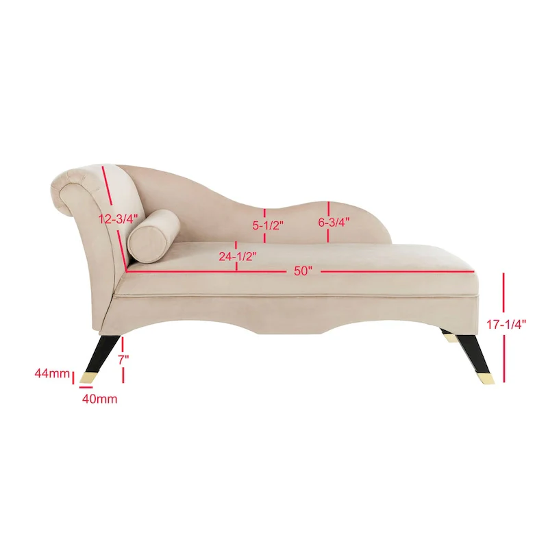 Mid-Century Modern Chaise with Pillow - 63Wx28Dx30H
