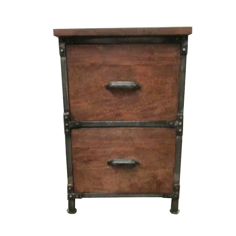 Solid Wood 2-drawer Handmade Rustic Filing Cabinet