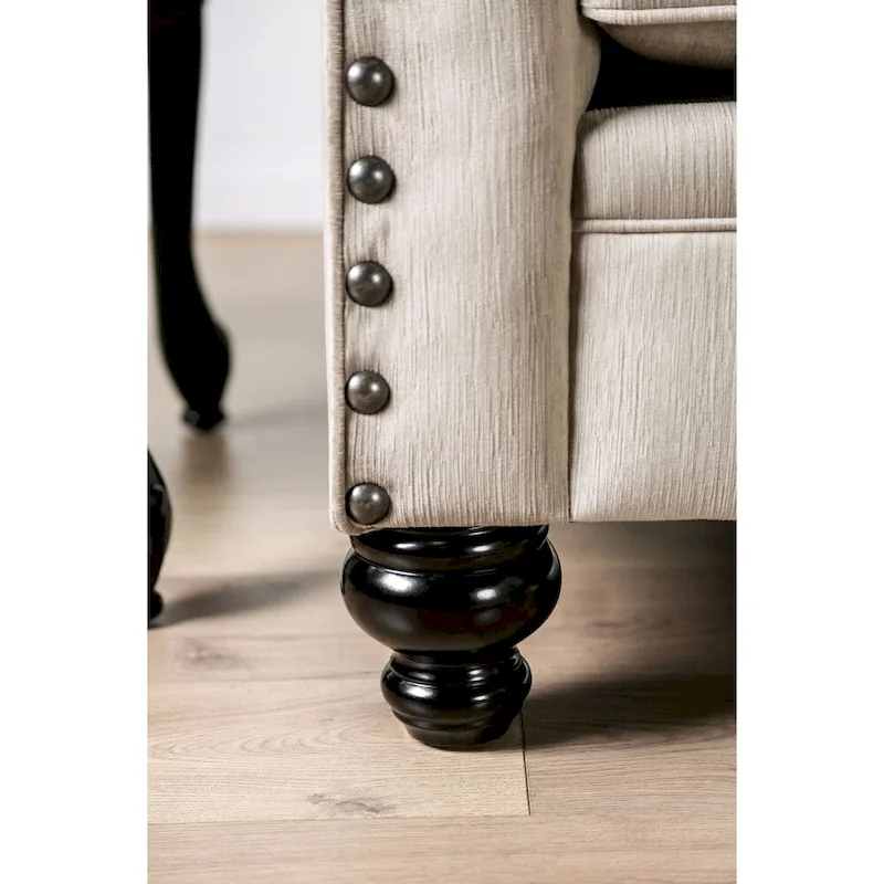 Cram Traditional Brown Chenille Tufted Nailhead Sofa by Furniture of America