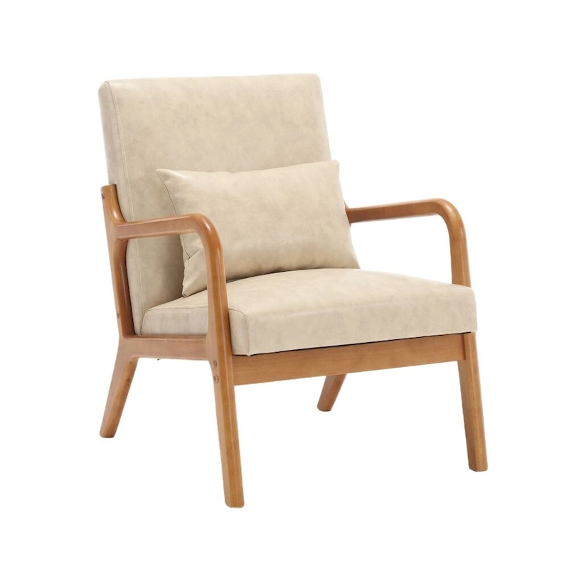 Modern PU Leather Accent Chair with One Pillow