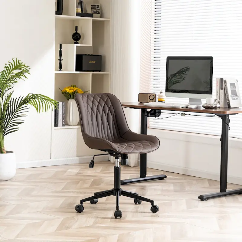 Armless Home Office Desk Chairs with Wheels Rolling Task Chair