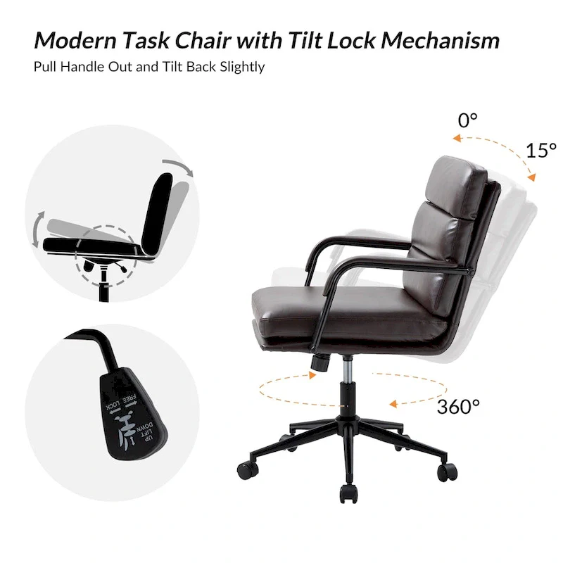 Modern Task Faux Leather Chair with Tilt Lock and Center Tilt by