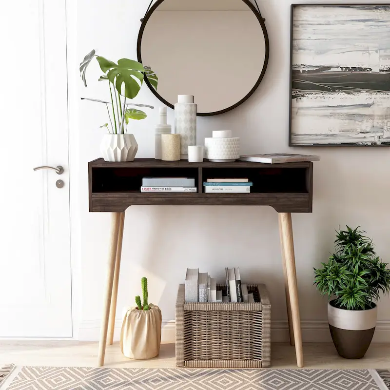 Sury Mid-Century Modern 36-inch 2-Shelf Console Table