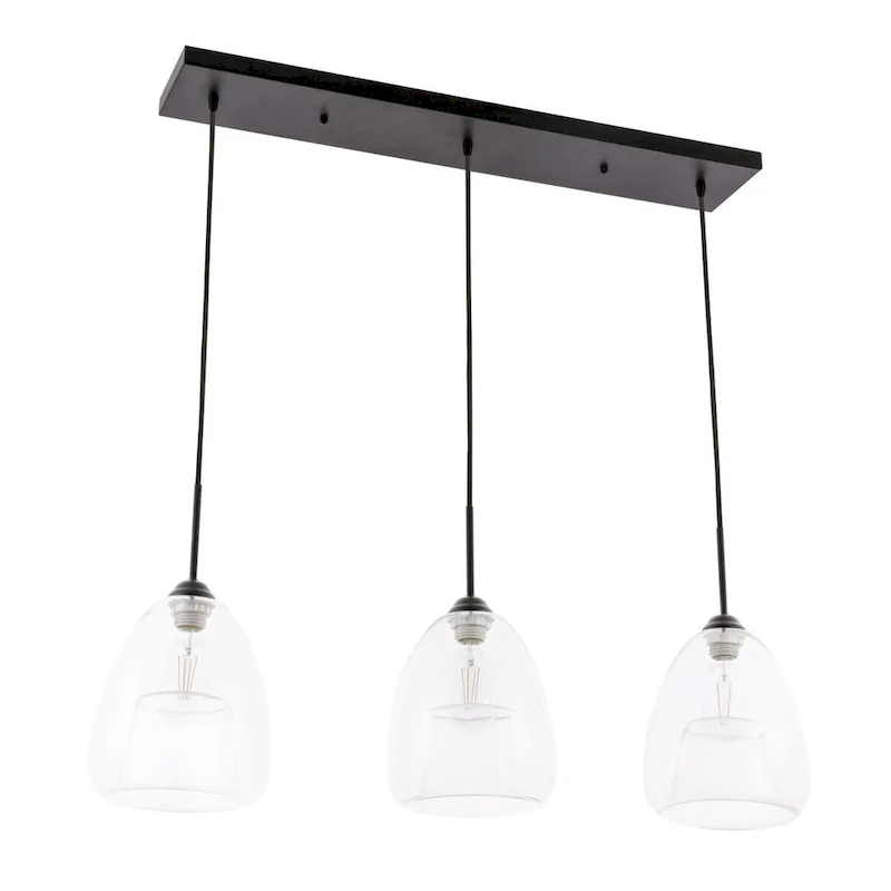 Elise 36-Inch 3-Light Clear Pendant - Black