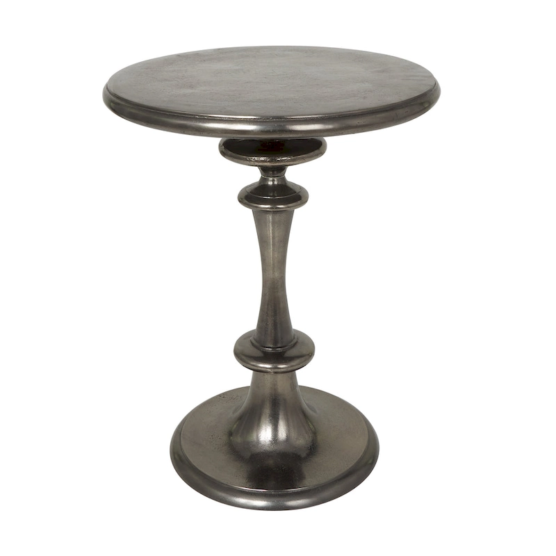 Aluminum Metal Turned Style Accent Table - Black - Roche River Decor - 18 W x 18 L x 23 H