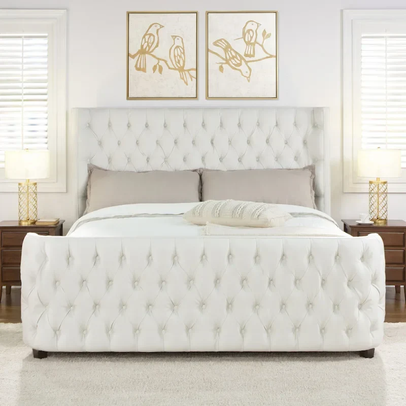 Chateau Fabric Upholstered Shelter Panel Bed Frame