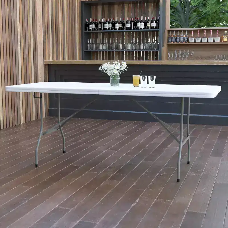 Flash Furniture 6-Foot Bi-Fold Plastic Banquet and Event Folding Table with Carrying Handle