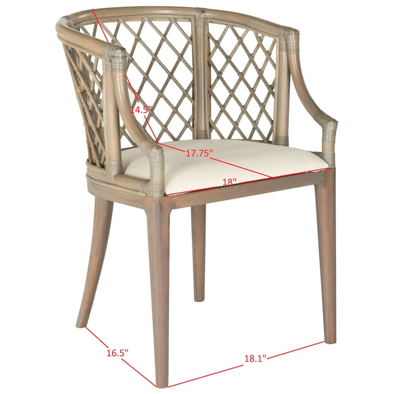 SAFAVIEH Theona Rattan Lattice Arm Chair - 22.3 W x 23 L x 31.3 H - 22Wx23Dx31H