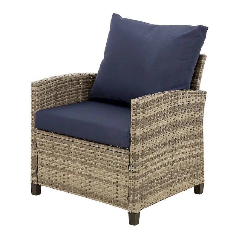 4-Piece Outdoor Wicker Patio Seating Sofa, 1 Love-seat and 2 Single Sofa