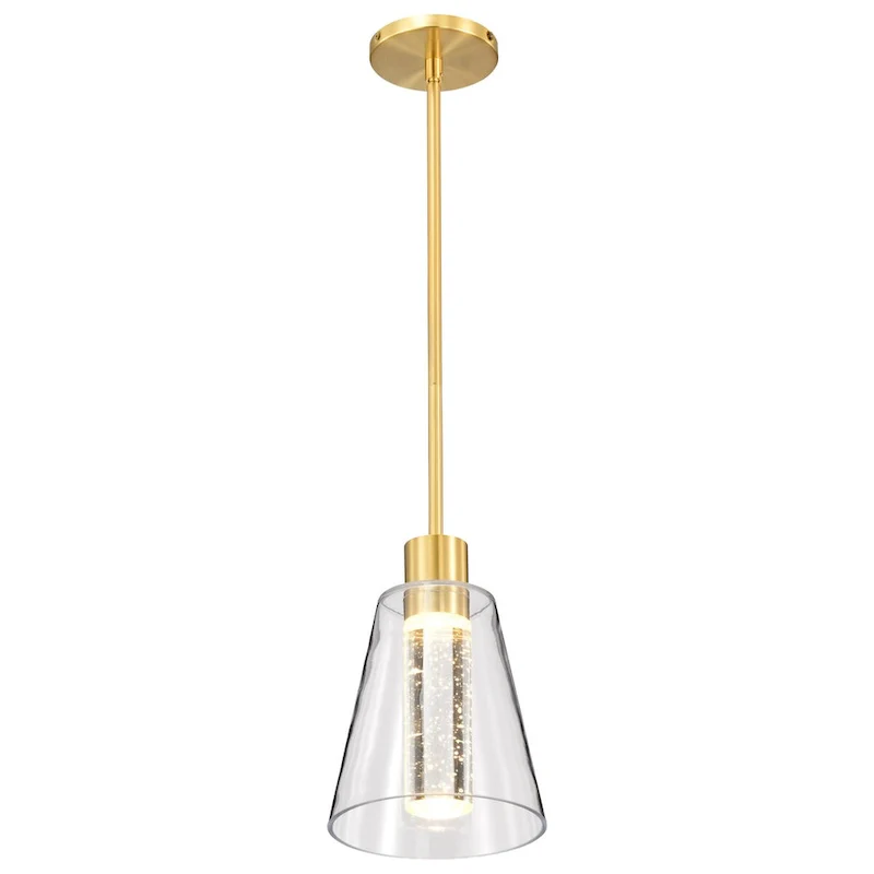 Aura 7 Inch LED Pendant Brushed Brass K9 Bubble Crystal 3000K CCT - Brushed Brass
