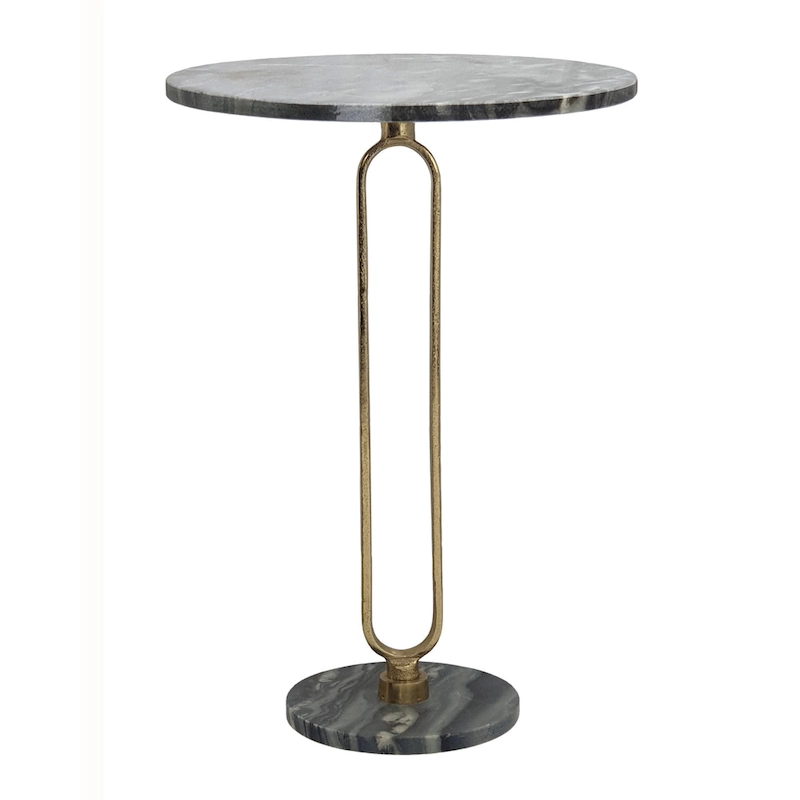 A&B Home Alexus Oval Steam Marble Table - Black/Gold