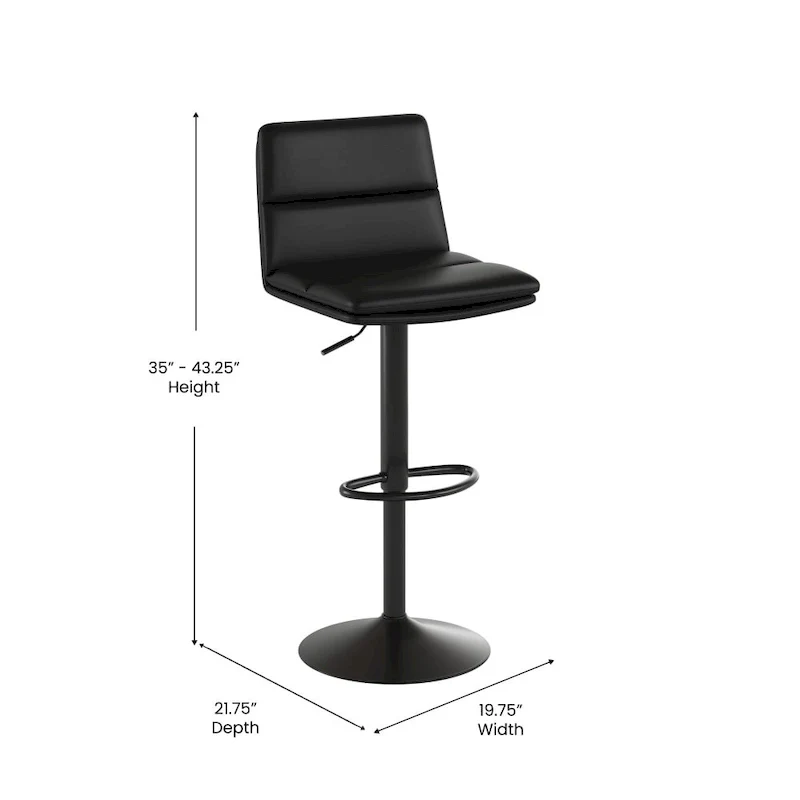 Set of 2 Armless Height Adjustable Bar Stools