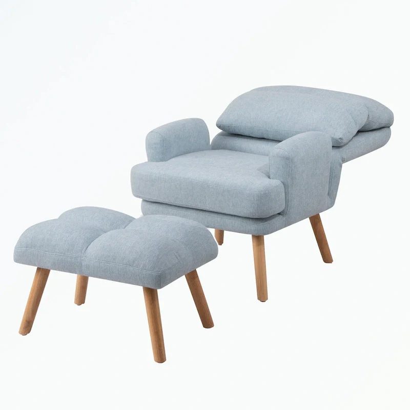 Accent Chair with Ottoman Set, with Adjustable Backrest