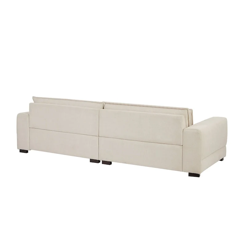 Beige Modern 104.7 Large Fabric Sofa with Lumbar Pillows