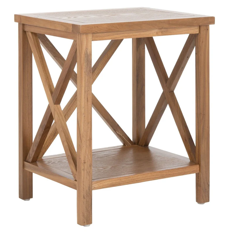 SAFAVIEH Yasumi White Cross Back End Table - 18.1  x 13.4  x 21.5  - 18Wx13Dx22H