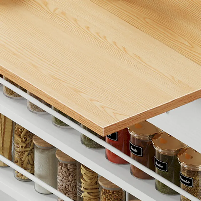 Kitchen Island Drop Leaf Double Tilt Out Trash Cabinet with Power Outlet & Wheels