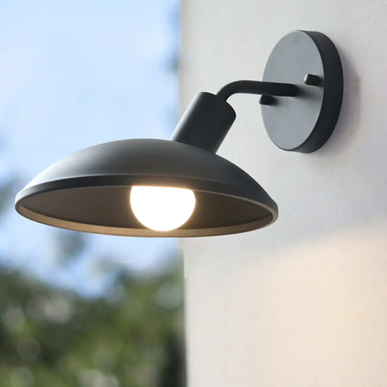 Mini Modern Metal Black Dome LED Outdoor Wall Light