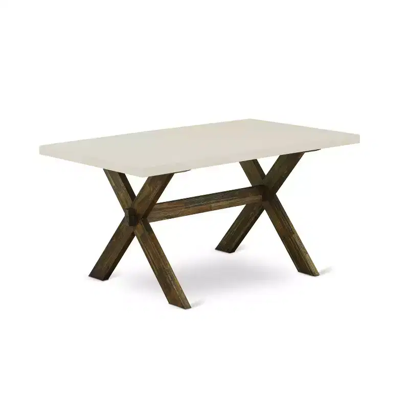 HomeStock 5-Piece Distressed Jacobean Finish Solid Wood Top Dining table with 4-Chairs