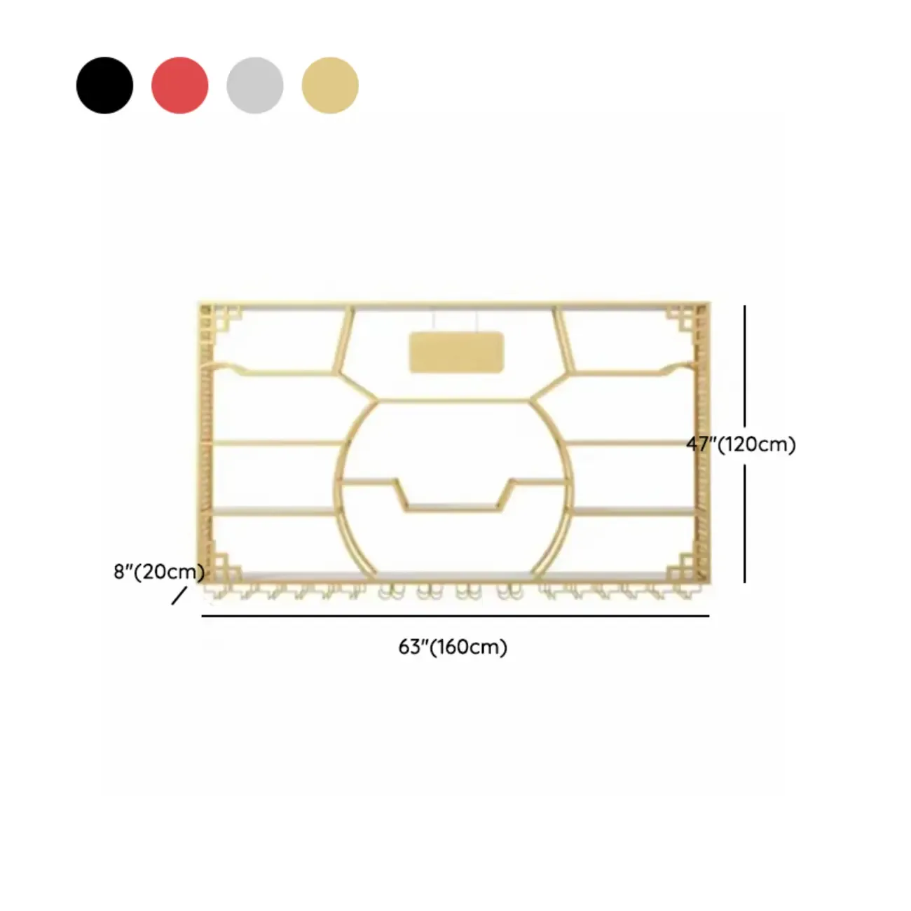 Multi-Shelf Gold Metal Wall-Mounted Wine & Glass Rack