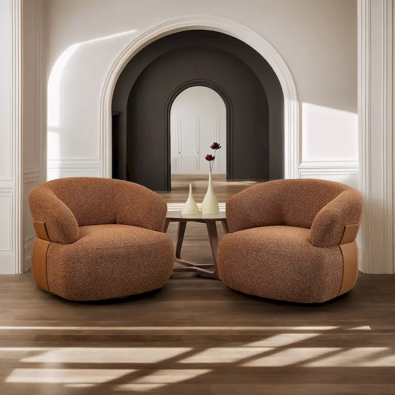 33W 360 Swivel Modern Barrel Chair Accent Chair Set of 2