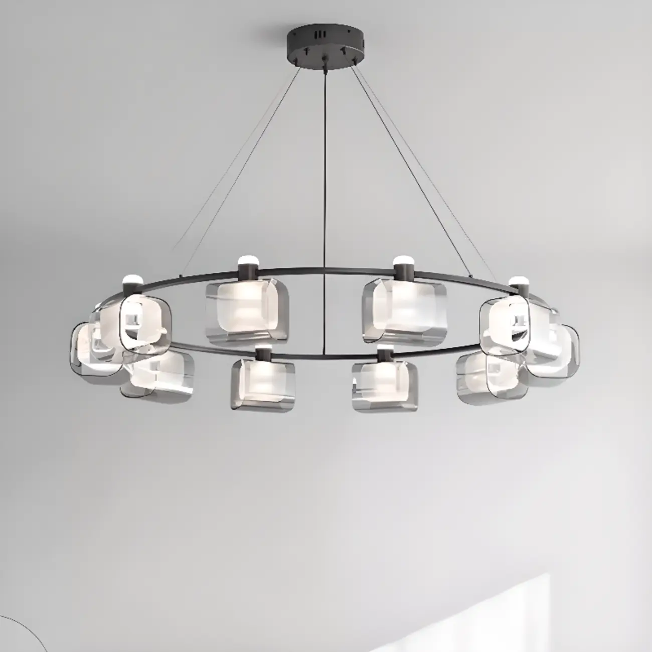 Modern 10-Light Circle Geometric Clear Glass Chandelier