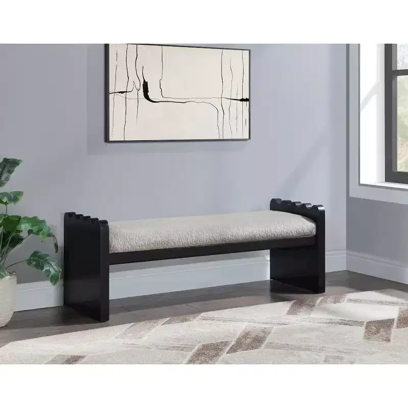 Meridian Furniture,Sonia Velour Fur Fabric Bench